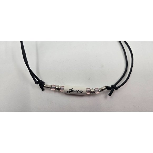 Vintage Name Necklace Lauren Emblazoned on white stone - Picture 1 of 2